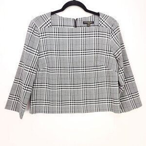 Massimo Fabbro Italy Top Womens Size Medium Houndstooth Crop Blouse